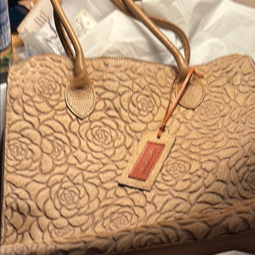 Roberto Pancani Embossed Leather Floral Tote